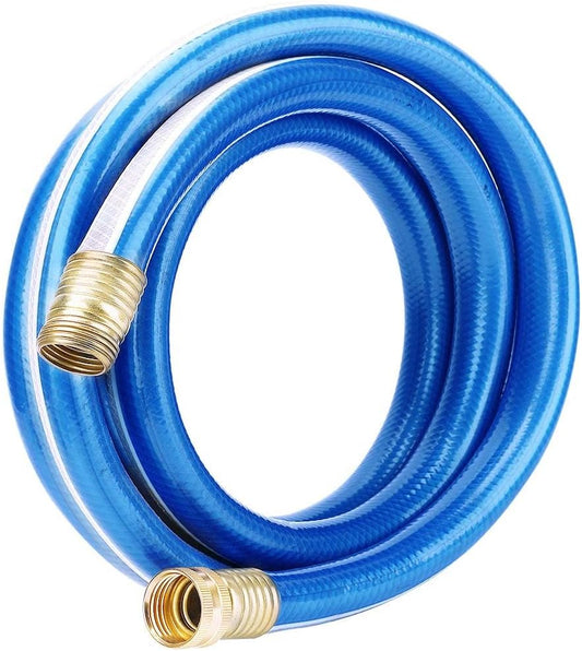 Solution4Patio Blue Garden Hose 3/4 in. x 50 ft. -Heavy Duty Durable Flexible Lightweight Water Pipe -Brass Aluminum Ends for Household & Commercial -Kink Free, No Leaking, Male/Female Fittings