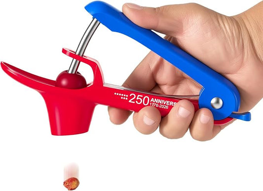 Cherry Pitter - UCMORX Stainless Steel Cherries Pitter Tool Cherries Corer Cherry Remover for Making Cherry Jam with Lock Design(Red&Blue)