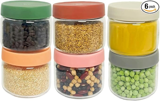 6 Pack 10oz Borosilicate Glass Jars with Lids – Fits 1 Cup Recipes and Toppings – Freezer to Oven Safe (-4°F to 446°F) Meal Prep Containers for Chia Pudding, Overnight Oats, Yogurt