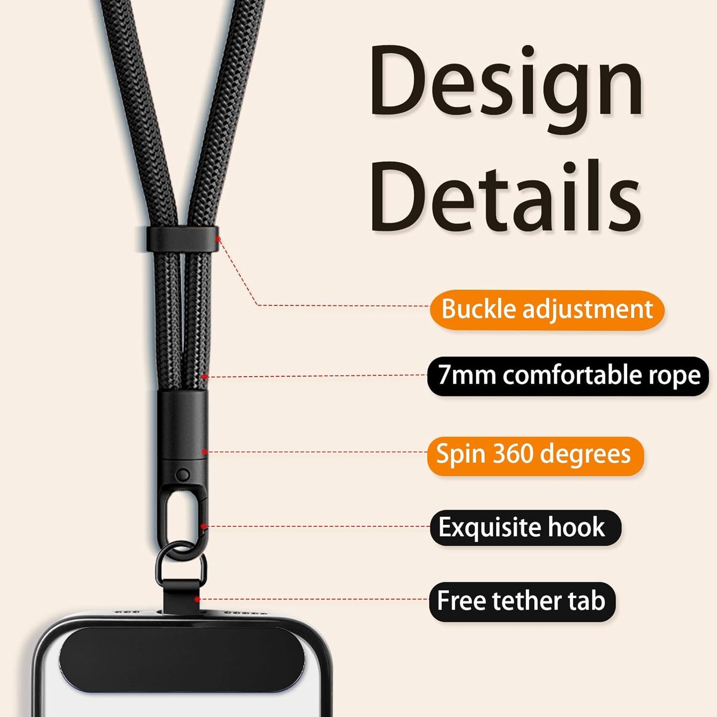 Phones Strap Lanyard, Phone Camera Wrist Strap Wrist Lanyard for iPhone Case Camera, Anti Theft Lanyard with 360° Rotating Hook, Chain Wristlet for Travel