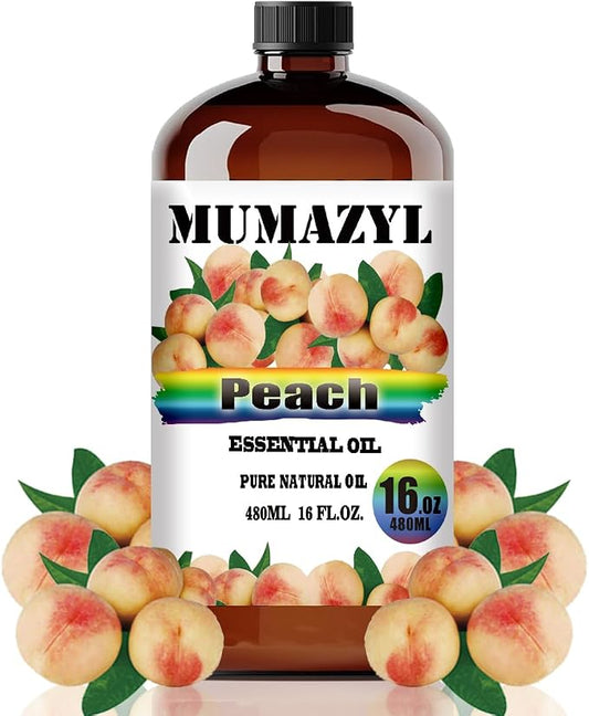 Peach Essential Oil, Peach Oil 16 Fl Oz 480ML for Diffuser Humidifier Yoga Cleaning DIY Candle Soap Making MUMAZYL Essential Oils