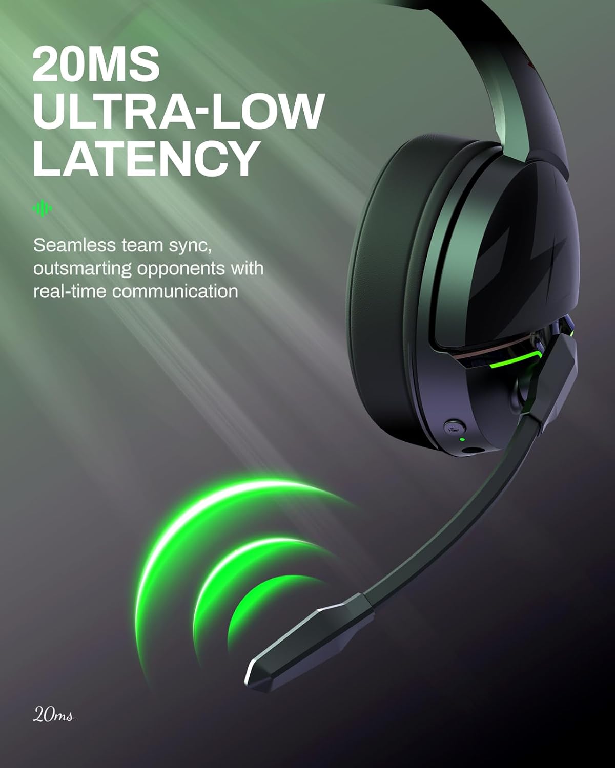 acer Wireless Gaming Headset, PS5 Headset with 2.4GHz for Ps5, Ps4, PC, Switch, Bluetooth 5.3 + 100Hrs Gaming Headphones with Noise Canceling Mic for Laptop, Mobile, Mac, 50mm Drivers (Green)
