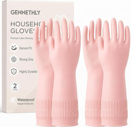 Rubber Dishwashing Gloves, Reusable Cleaning Dish Gloves for Kitchen, Long Cuff for Washing Dishes