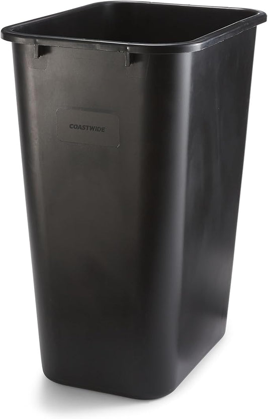 COASTWIDE Indoor Trash Can Without Lid, Black Plastic, 10.25 Gallon