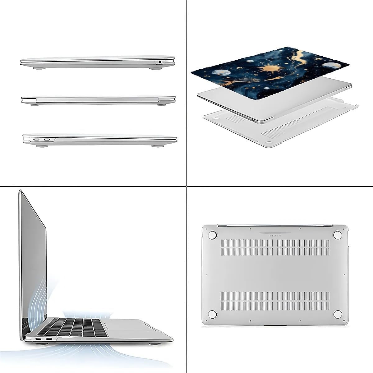 Compatible with MacBook Air 13.3 13.6 Inch Case 2022 2021 2020 2019 Plastic Hard Shell Case Cover,13.6 Air (A2681) M2 2022, Moon and Sun