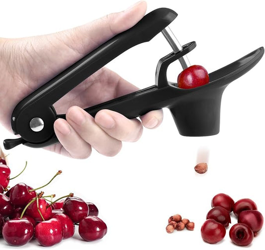 Cherry Pitter - UCMORX Stainless Steel Cherries Pitter Tool Cherries Corer Cherry Remover for Making Cherry Jam with Lock Design(Black)