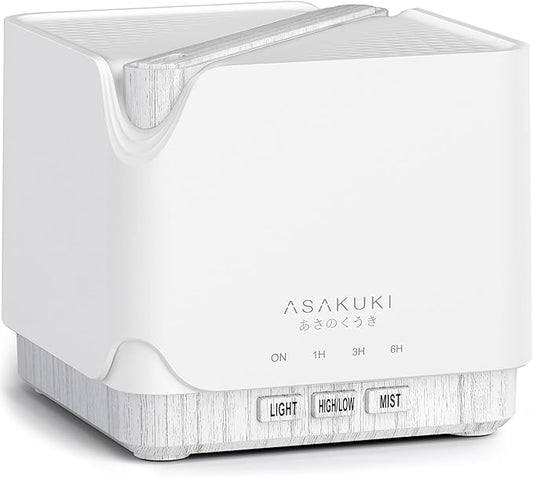ASAKUKI Essential Oil Diffuser for Home, Large 700 ml Humidifier with Automatic Shut-Off, Quiet Aromatherapy Diffuser with 7 LED Lights for Living Room, Kitchen, Bedroom, Hotel - White