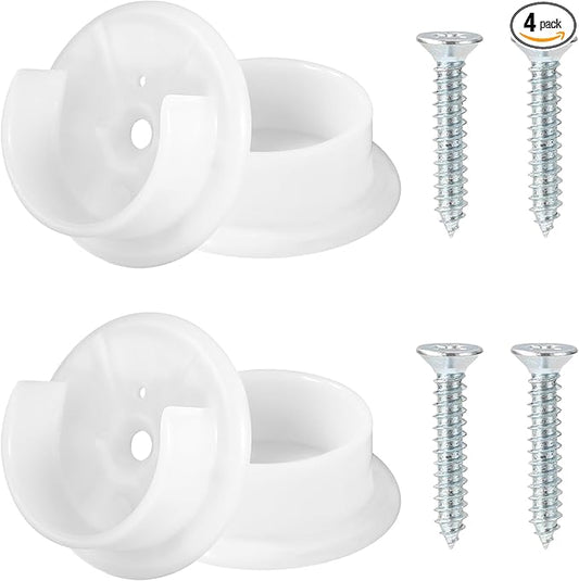 4pcs Closet Rod Holders, Plastic Tension Pole Bar Sockets for 1-3/8" Heavy Duty Wardrobe Tube Rail Support Bracket with Screws Fittings for Home Bathroom Shower Curtain Clothing Store (White)