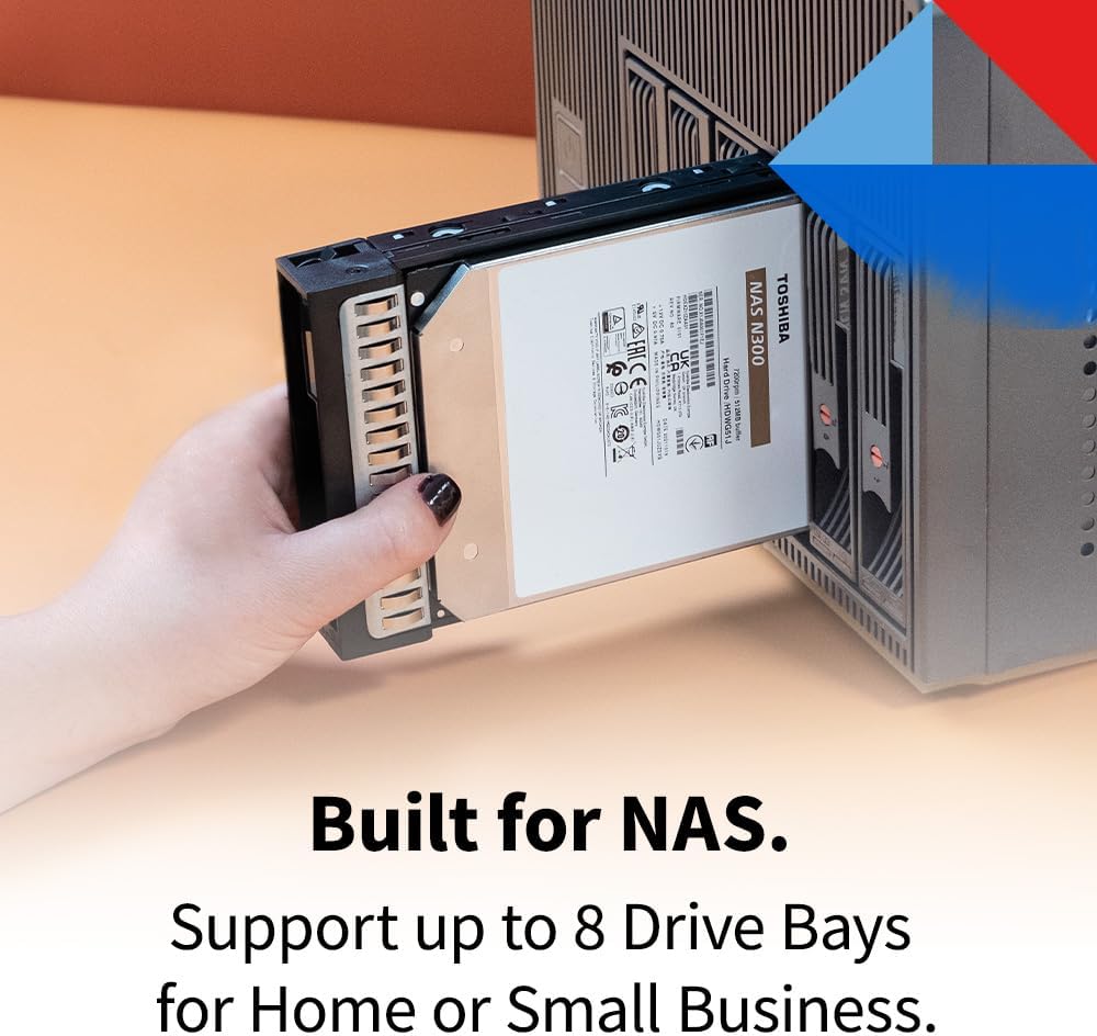 Toshiba N300 18TB NAS 3.5-Inch Internal Hard Drive - CMR SATA 6 Gb/s 7200 RPM 512 MB Cache - HDWG51JXZSTA