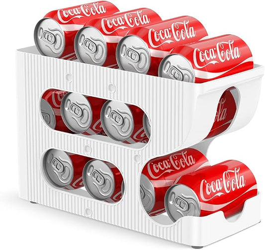 Sotfamily FIFO Soda Can Organizer for Pantry/Fridge, Automatic Rolling Pop Can Dispenser/Storage/Holder/Container for Refrigerator or 12" Deep Shelf, Space-Saving Drink Organizer for 12 Standard Cans
