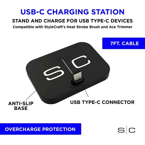 StyleCraft Heat Stroke Cordless Beard & Styling Hot Brush and USB-C Portable Charging Station Stand Holiday Gift Bundle Deal