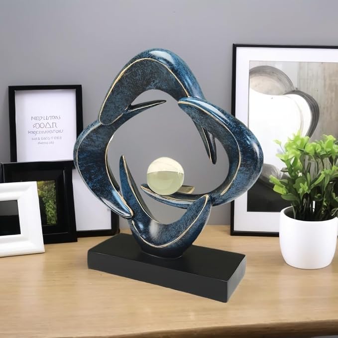 Modern Home Decor Abstract Decorative Sculpture Decorations for Living Room Dining Room Office, Resin Art Statues Coffee Table Bookshelf Decor Accents (Blue)