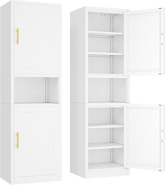Ckzbx Tall Narrow Storage Cabinet 66.93" H Tall Bathroom Cabinet Metal Pantry Cabinets, 4 Adjustable Shelves for Kitchen, Home Office, Living Room, Dinning Room (20 inches Wide White)