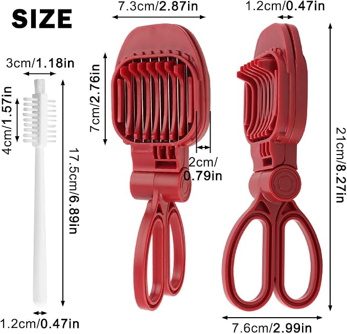 Fruit Slicer Hand-Held, Strawberry, Banana Slicester, Mushroom & Egg Slicer for Hard Boiled Eggs with Stainless Blades, Dishwasher Safe, Includes 1 Cleaning Brush for Home Cooking