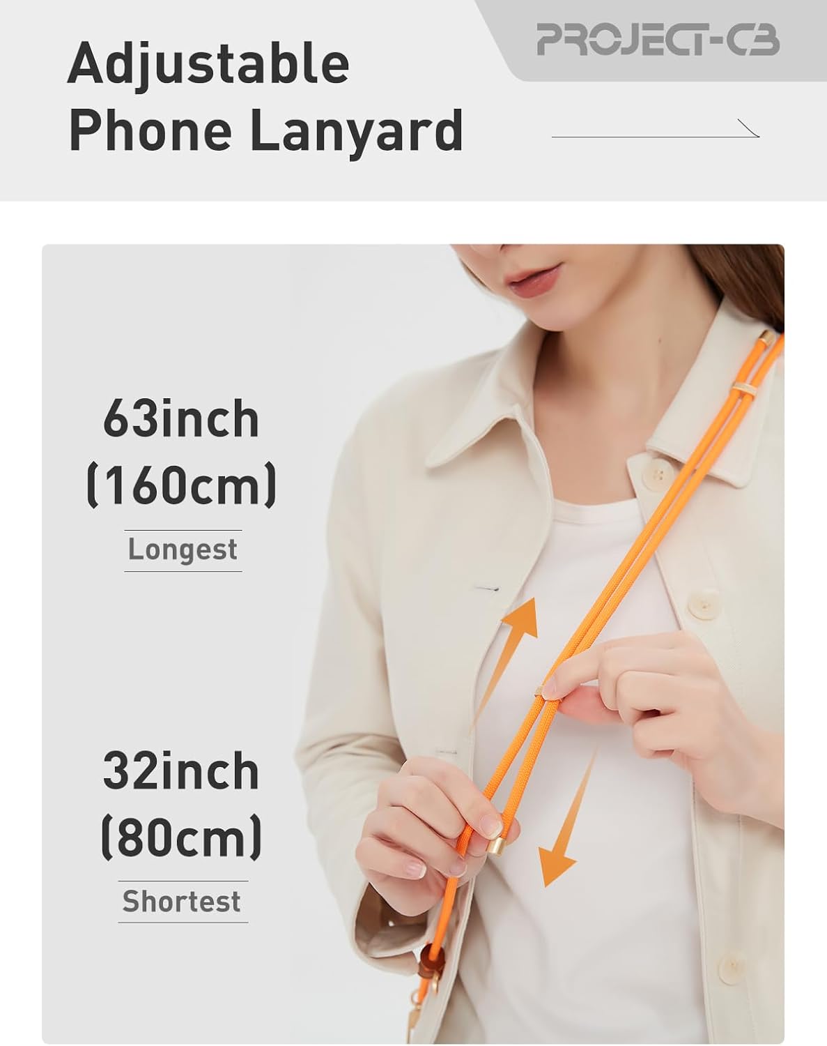 project-cb Cell Phone Lanyard 1,Phone Tether Tab 2,Phone Crossbody Strap,Lanyards for Around the Neck,Adjustable Phone Strap(Black-B)