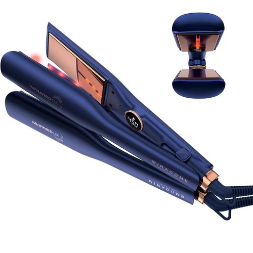Titanium Flat Iron Hair Straightener | MIRACOMB Professional Straightening Iron Styler with Infrared Light for Straight and Smooth Styles|1.75" Premium 2 in 1 Styling Tool with Digital Heat Settings