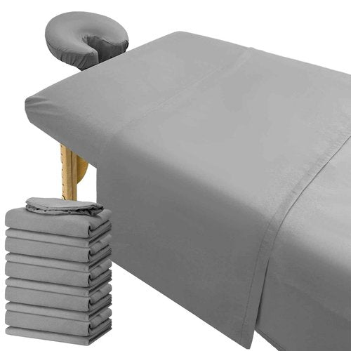 Preboun 6 Set Microfiber Massage Table Sheet Set 3 Piece Spa Bed Sheets Set Grey Massage Table Cover Includes Flat Sheet, Fitted Sheet and Face Rest Cover