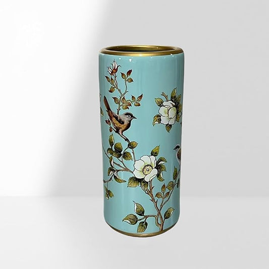 Ceramic Umbrella Stand Umbrella Holder for Entryway Hand-Made Umbrella Stand Barrels Umbrella Holder Cane Floor Standing Vase Ceramic Storage Bucket for Home Office Entrance Indoor.(Light blue 2022)