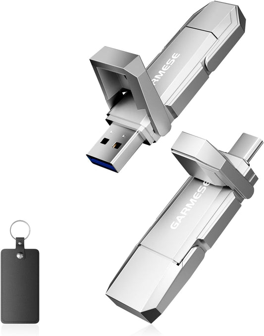 256GB USB C Flash Drive Up to 450MB/s USB 3.2 Solid State Thumb Drive Type-A + Type-C 2-in-1 Flash Drive Memory Stick Data Storage Compatible with Smartphone Tablet Computer Game Console