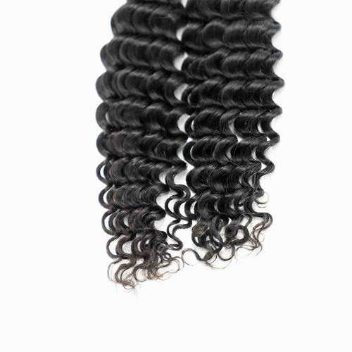 XISHIHONGYAN Bulk Human Hair Deep Curly - 4 Bundles (200g) Weft-Free Seamless for Box & Boho Knotless Braids 16" 18" 20" 22" Natural Black
