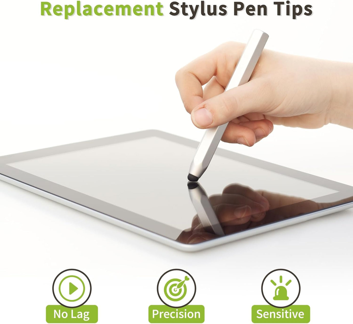 MECCANIXITY 40Pcs Replacement Stylus Pen Tips 5mm Conductive Capacitive Touch Screen Pens Tips Silicone Rubber, Black