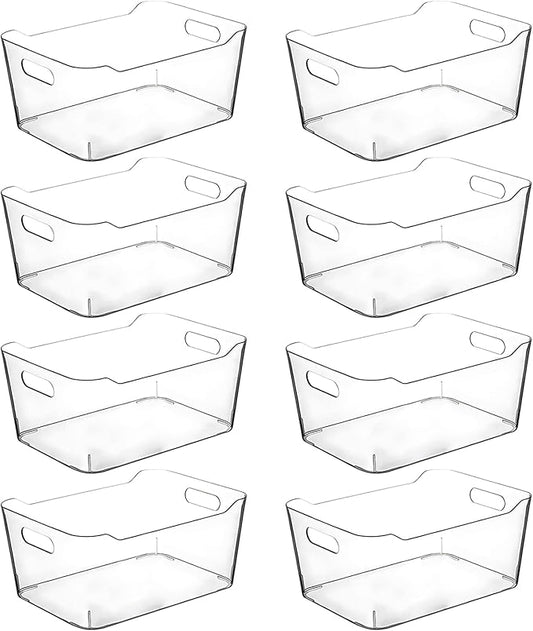 CONTROL KITCHEN Clear Plastic Storage Bins for Kitchen Organization or Pantry Organizers and Storage, Freezer Organizer Storage Containers Bin for Organizing Refrigerator Cabinet Organizers (8, Large)