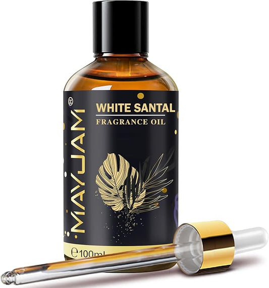 White Santal Fragrance Oil Essential Oil, MAYJAM 3.38FL.OZ White Santal Oil for Diffusers for Home, Long Lasting Scented Oils for Soap Candle Making - 100ML