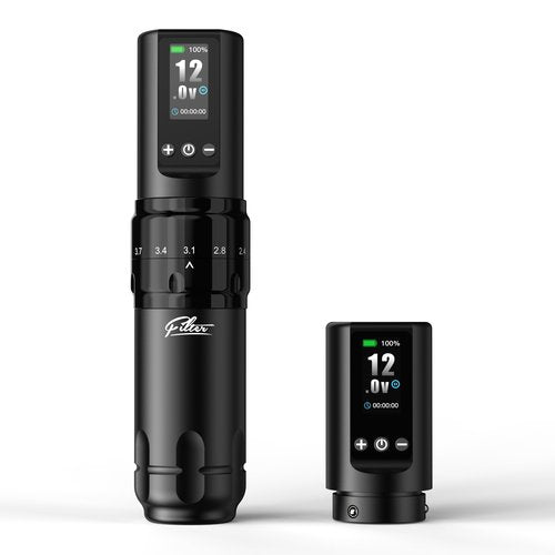 Filter Tattoo Gun - 7 Strokes 2.0-4.0mm Tattoo Machine Pen with Extra OLED Digital Display 1600mAh Battery Power Rotary Tattoo Gun for Beginners and Artists (X30 Black)