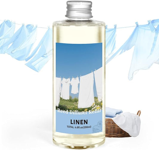 STRN Reed Diffuser Refill, Linen Scent Diffuser 200ml (6.8 fl.oz), Room Fresheners for Home, Long-Lasting Fragrance for Living Room, Bedroom, Office