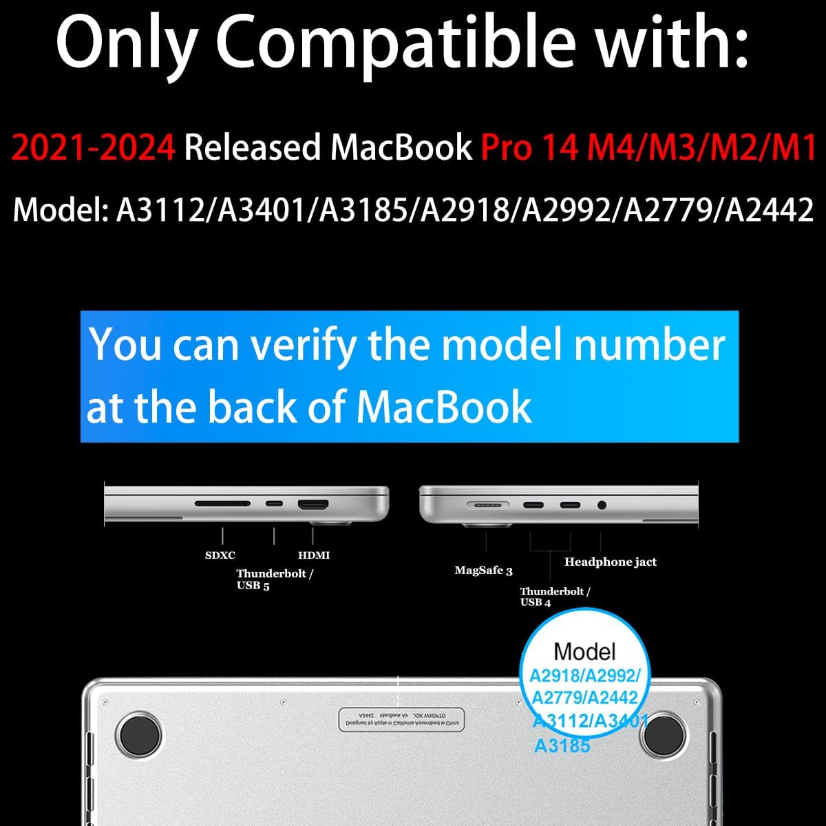 Teryeefi for MacBook Pro 14 inch Case M4 M3 M2 M1 (2025 2024 2022 2021 Release) Model A3112 A3185 A3401 A2918 A2992 A2779 A2442, PC Hard Shell+ Keyboard Cover +Type C Adapter, Pretty Flowers Clear-104