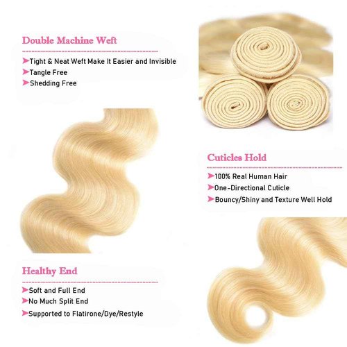 613 Bundles Blonde Bundles Human Hair 28 Inch 613 Body Wave bundles 100% Unprocessed 12A Grade Brazilian Virgin Hair Bundles 1 Bundle Human Hair 613 Blonde Bundle