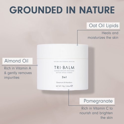 FORMULAE PRESCOTT | Tri-Balm 3 in 1 Facial Balm 70g Jar | Facial Cleanser, Facial Exfoliant, & Facial Moisturizer Jar| All Natural Skin Care (2.46 Oz)
