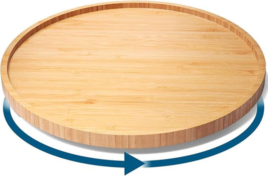 VERTORGAN Lazy Susan Organizer for Kitchen,Bamboo Turntable for Cabinet,Pantry,Vanity,Large（Natural）