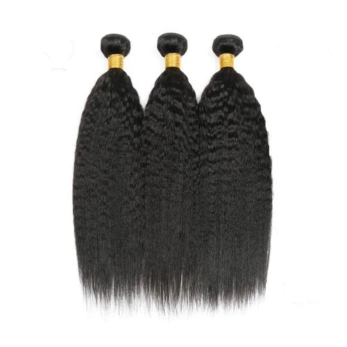 Natural Black Kinky Straight Bundles Human Hair Yaki Bundle 20 22 24 inch Brazilian Remy Yaki Straight Human Hair Bundle