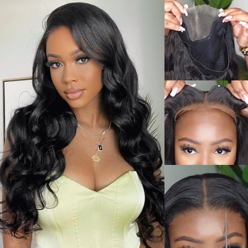 Caijuxing Wear And Go Glueless Wigs Human Hair Body Wave Lace Front Wig 4x4 Hd Lace Closure Wigs Human Hair Glueless Wigs Human Hair Pre Plucked Pre Cut For Beginners 180% Density (24 Inch)