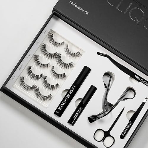 WinkClique Starter Kit - Bold Glam - False Eyelash Complete Kit With Tools and 5 Lash Styles (Collection 03)