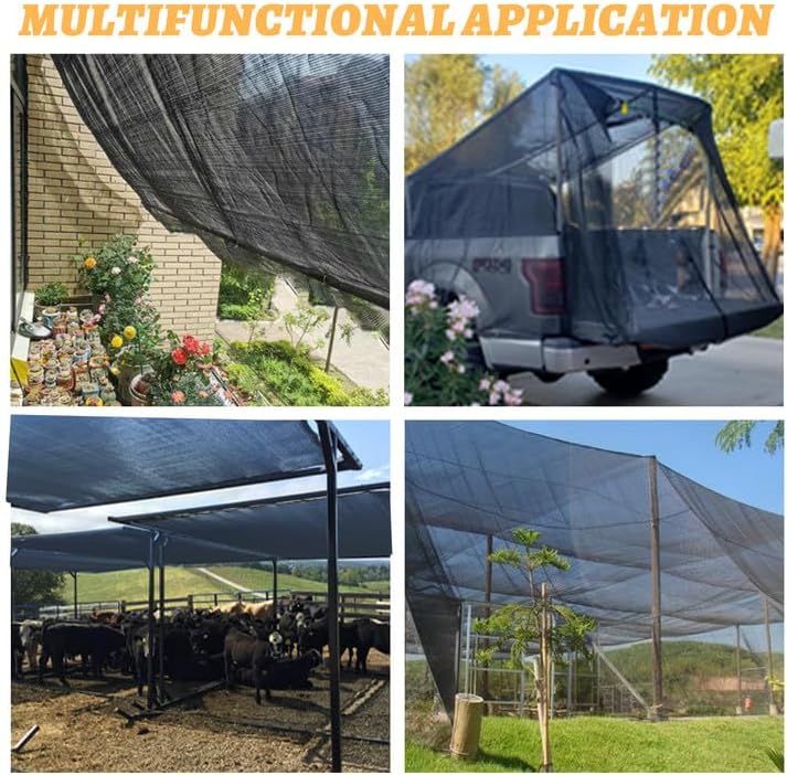 Cool Area 40% 6.5x10ft Sunblock Shade Cloth Cover Mesh UV Resistant Net for Garden Flower Plant Greenhouse, Black