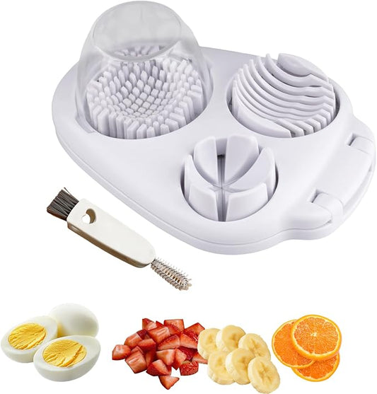 3 in 1 Egg Slicer For Hard Boiled Eggs, 3 Slice Modes Egg Slicer with Stainless Steel Wire Egg Cutter Heavy Duty for Hard Boiled Eggs, Strawberry, Grape, Kitchen Dicer Tool