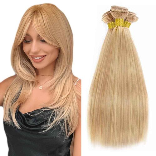 Giginger Bundles Human Hair P27/613 Blonde Straight Human Hair Bundles 22 24 26 Inch Highlight Honey Blonde Unprocessed Quick Weave Soft Sewn In Hair Extensions for Black Women