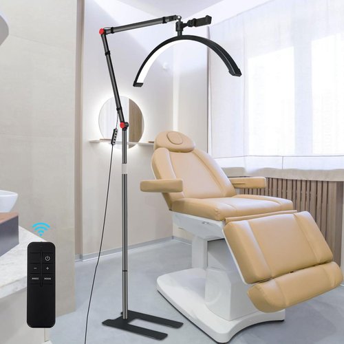 Half Moon Light,Lash Light for Eyelash Tech,24" Beauty Lamp for Eyelash Extensions,3 Color Temperature,360° Rotating Lights Head with Phone Holder,LED Esthetician Lights for Skincare Tattoo Eyebrows
