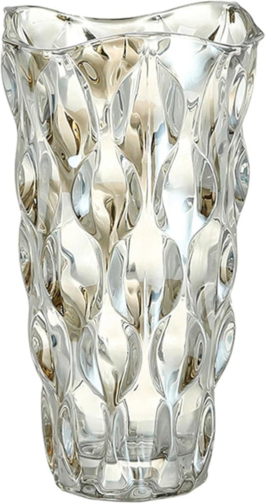 CEMABT 9.5inch 3.4 lb Glass Vases for Flowers Unbreakable Thickened Morden vase for Tables Centerpieces,Colorful,Vintage and Clear Rose Large Flower vases for Bouquet Unique Gifts（Champagne）