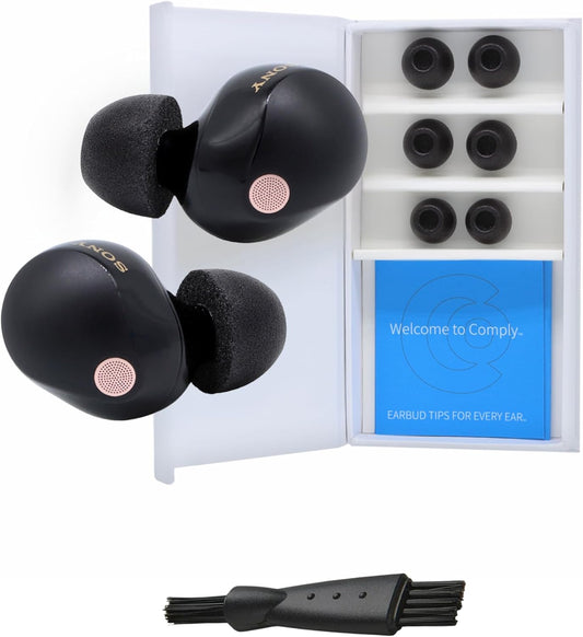 Comply TrueGrip | Premium Memory Foam Replacement Earbud Tips for Sony True Wireless Earbuds | Enhanced Comfort, Secure Fit, Superior Noise Isolation, Cleaning Tool | Black, Small (3 Pairs)
