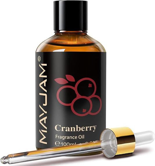 MAYJAM 100ML/3.38FL.OZ Cranberry Fragrance Oils with Glass Dropper, Essential Oils for Diffusers, Long Lasting Scented Oils for Soap Candle Making