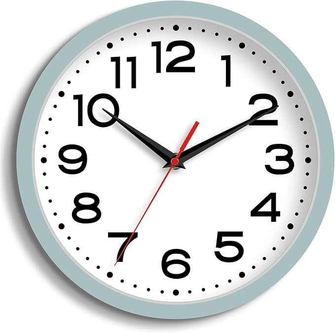 Roymnie Wall Clock Silent Non-Ticking Modern Clock Battery Operated 12 Inch Small Classic Analog Decorative for Kitchen, Bathroom, Office, Bedroom, Home(Blue Gray)