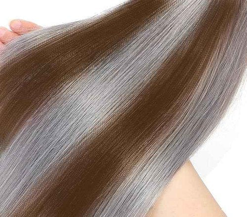Giginger Bundles Human Hair P4/GREY 22 24 26 inch Straight Wave Human Hair Bundles Highlight Chocolate Grey Unprocessed Quick Weave Soft Sewn In Hair Extensions for Black Women