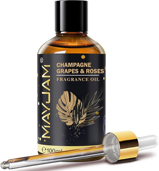 Champagne Grapes & Roses Fragrance Oil, MAYJAM 3.38FL.OZ Essential Oils for Diffusers for Home, Long Lasting Scented Oils for Soap Candle Making - 100ML