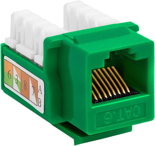 Cmple - RJ45 Keystone Jack 90 Degree Cat6 Keystone Jack Insert Punch Down RJ45 Connectors Female for Wall Plates, Patch Panels, Patch Cables, Ethernet Cables - Green