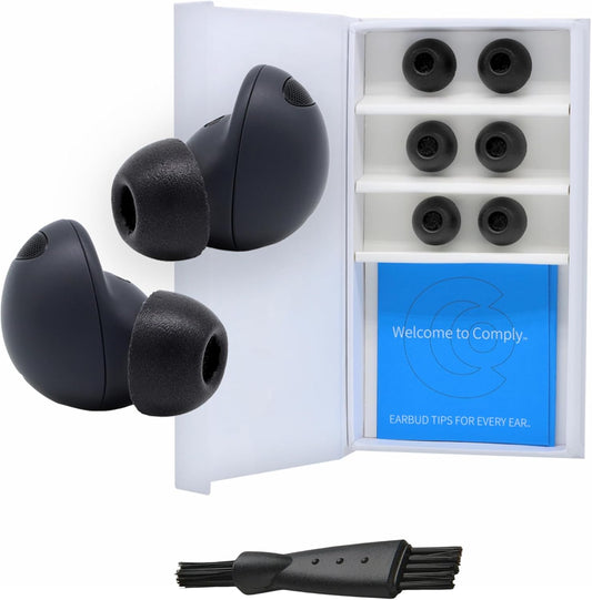 Comply TrueGrip | Premium Memory Foam Replacement Earbud Tips for Samsung Galaxy Buds2 Pro | Enhanced Comfort, Secure Fit, Superior Noise Isolation, Cleaning Tool | Black, Small (3 Pairs)