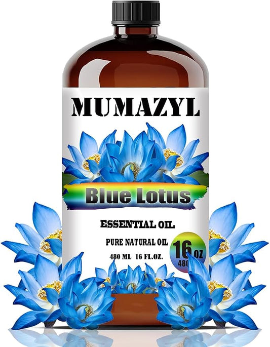 Blue Lotus Essential Oil, Blue Lotus Oil 16 Fl Oz 480ML for Diffuser Humidifier Yoga Cleaning DIY Candle Soap Making MUMAZYL Essential Oils