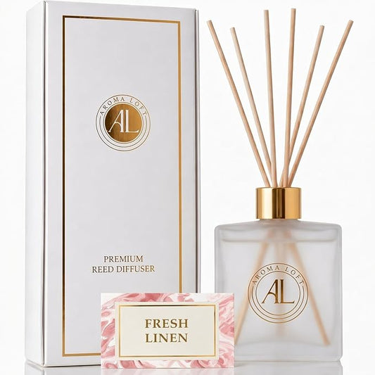 Frosted Reed Diffusers for Home | Premium Fragrance Diffuser | Frosted Diffuser Sticks in Oil Set with Fresh Linen Scent | Smell Good Stuff | Long-Lasting Oil for Bathroom & Office (5 oz)